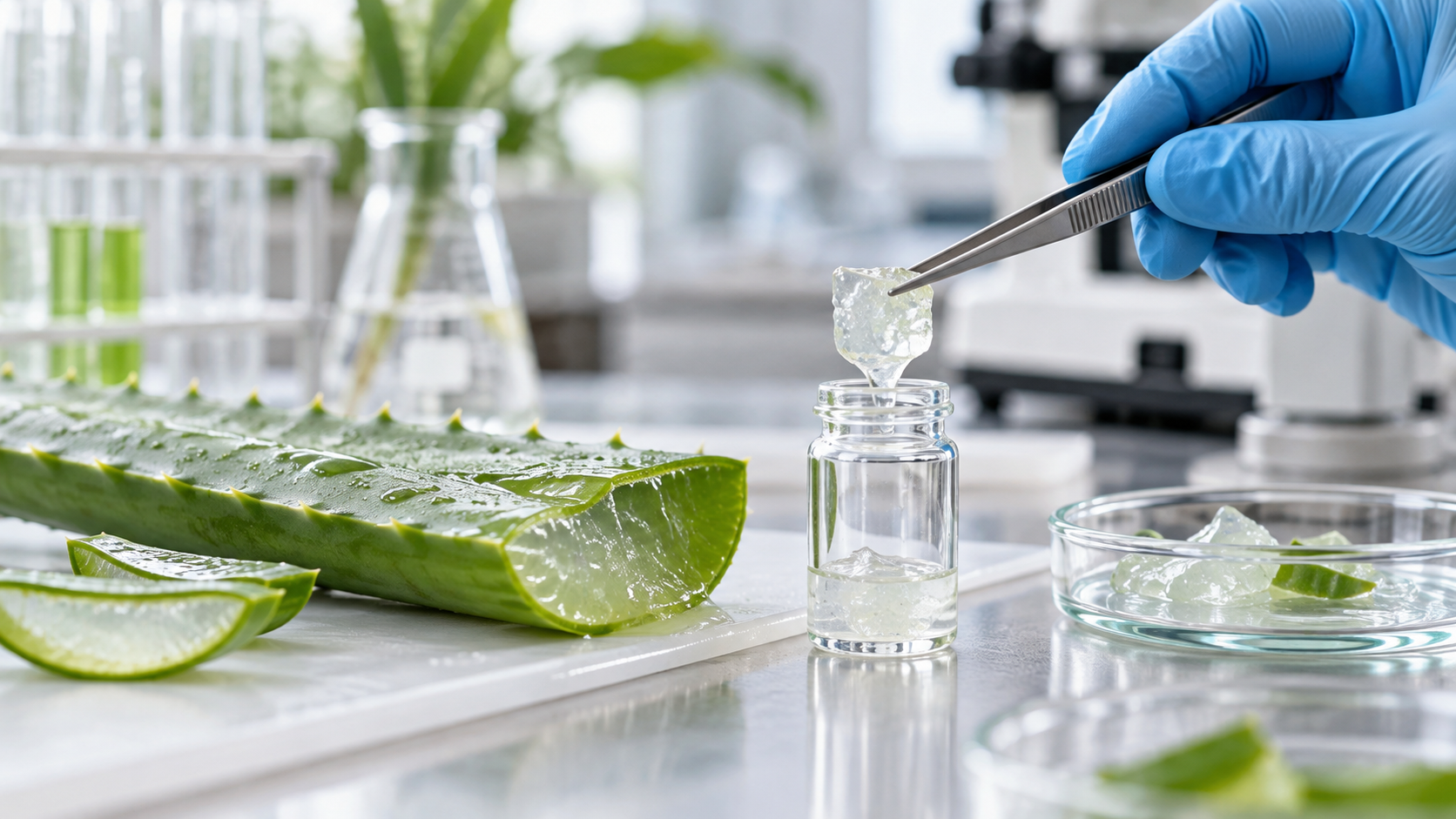 Aloe sample in a food-testing laboratory
