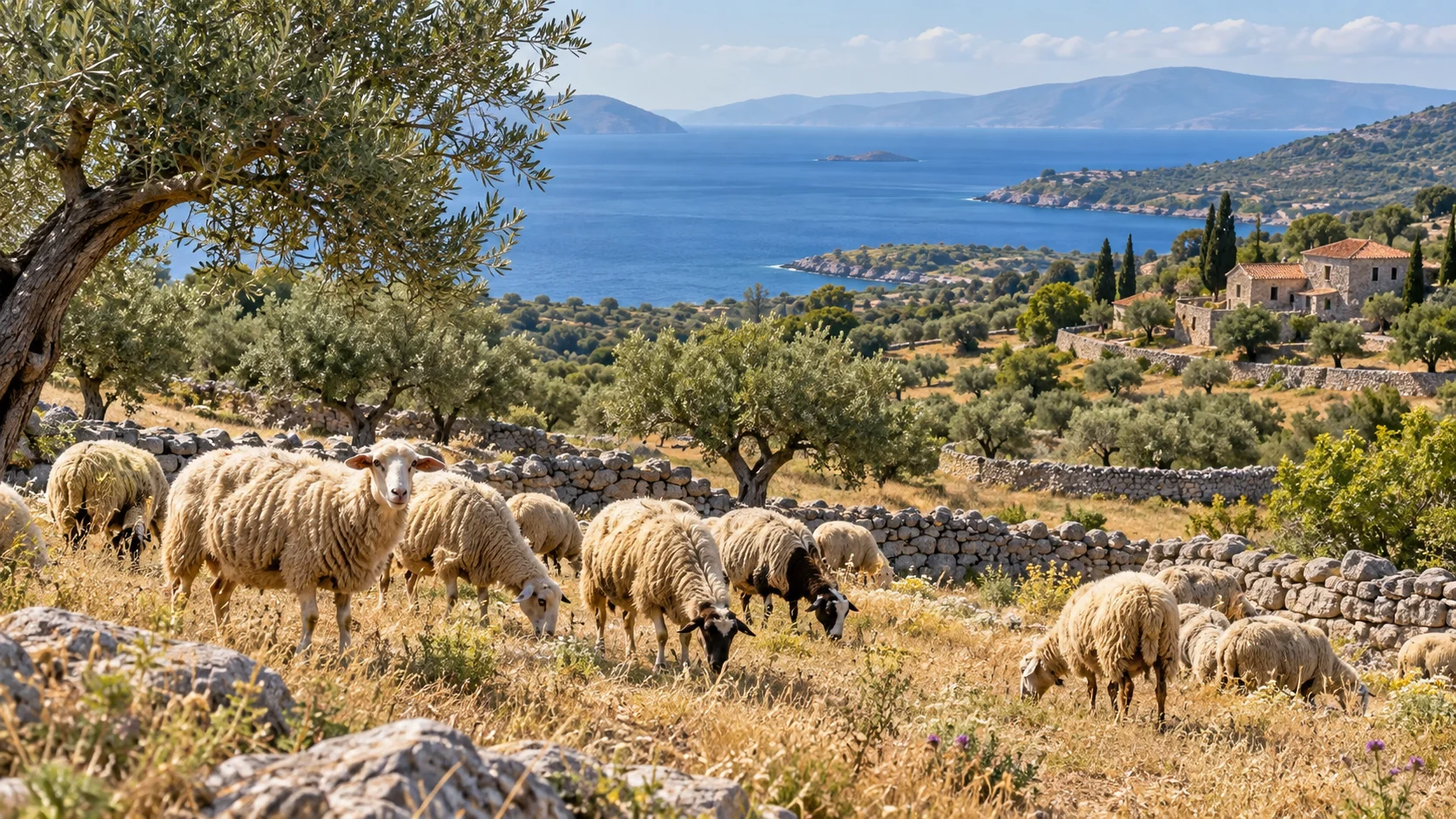 Livestock on a farm on Lesvos