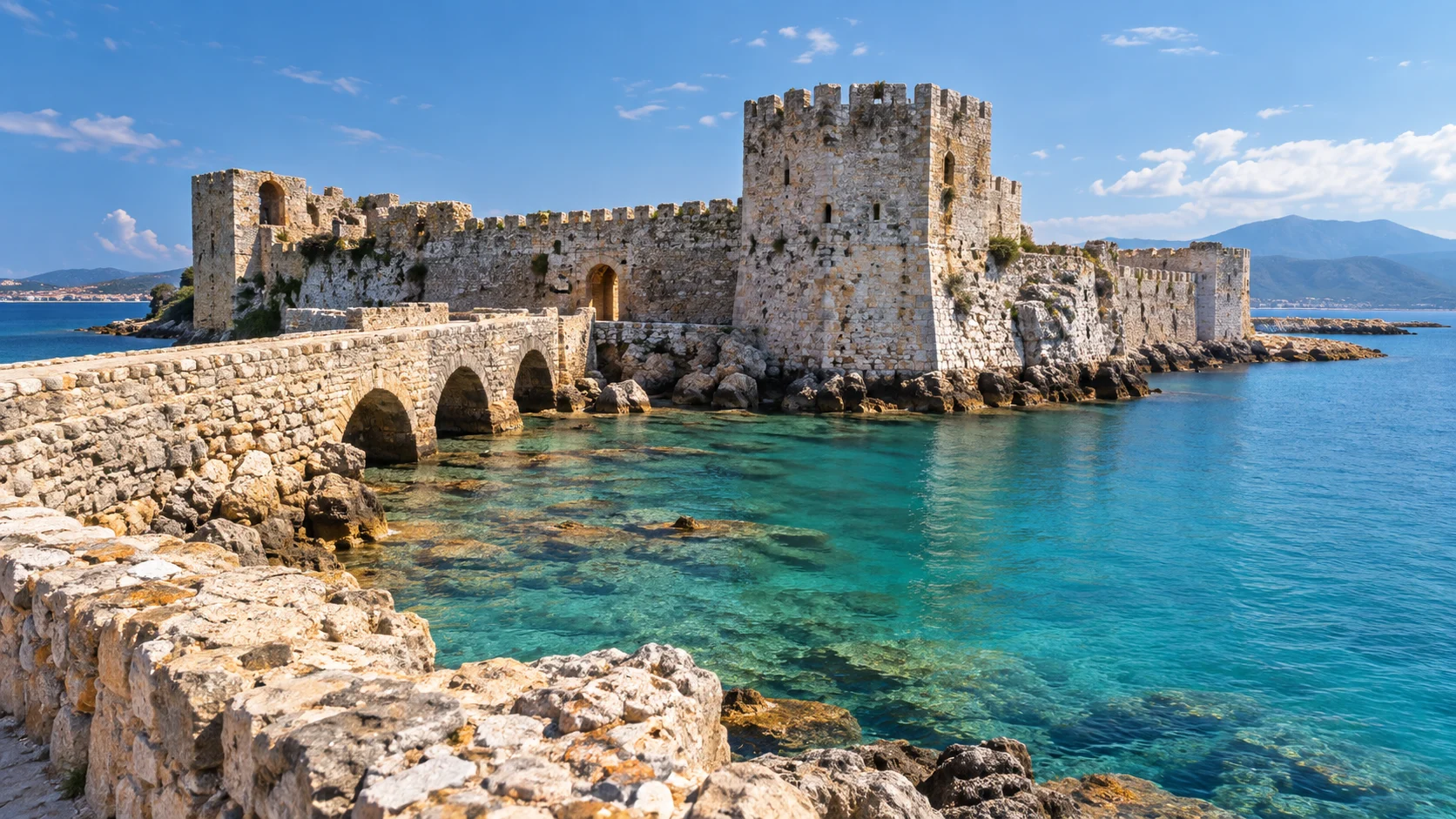 Methoni Castle beside the sea