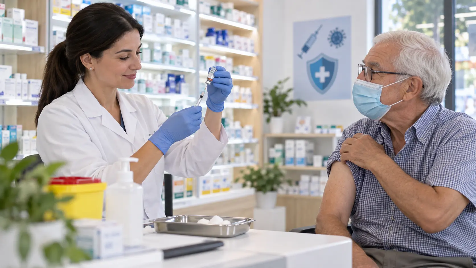 A healthcare professional preparing vaccination supplies