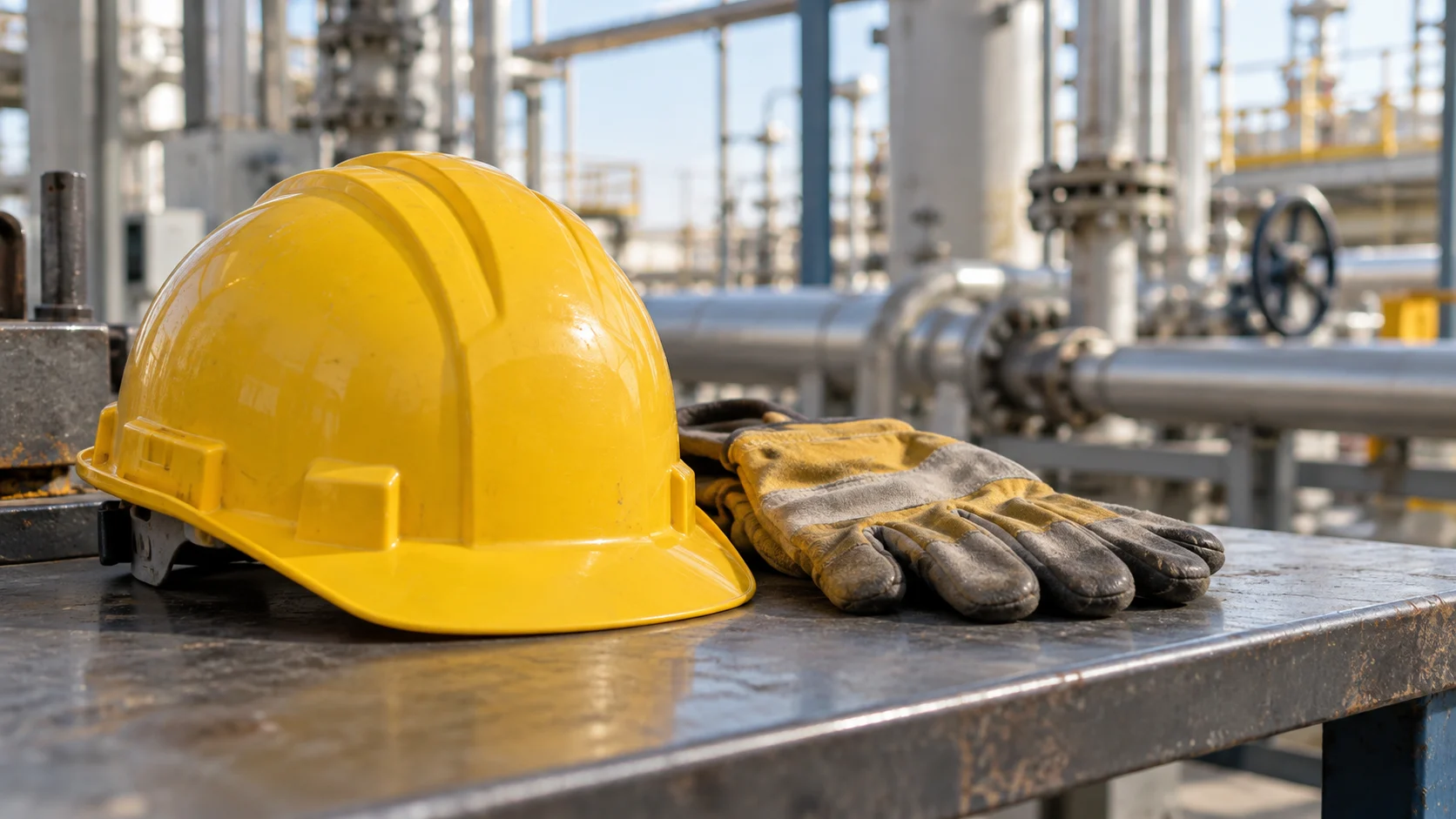 Safety helmet and work gloves