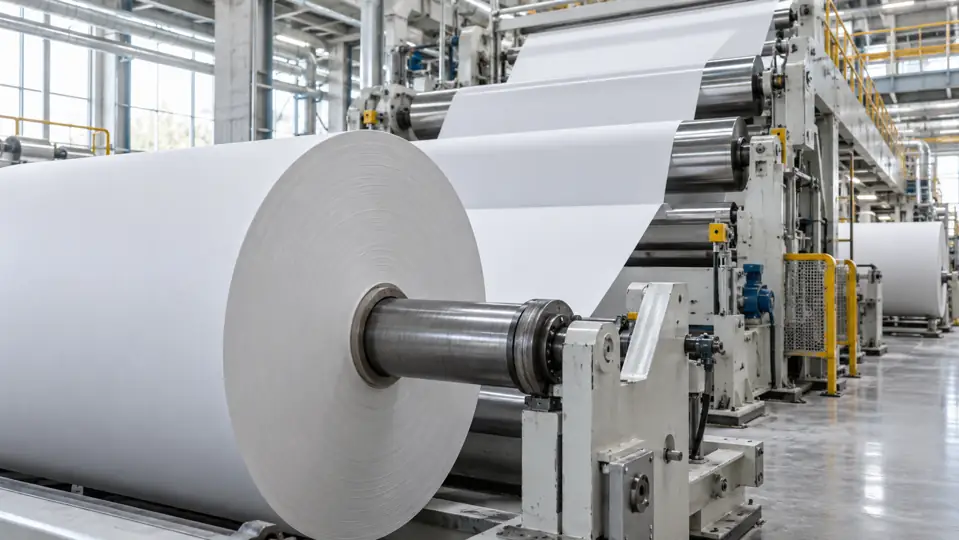 Paper rolls in an industrial production line
