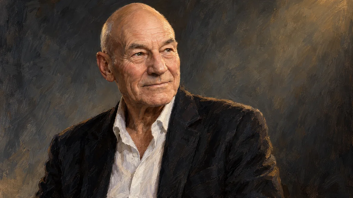 Painted portrait of Patrick Stewart
