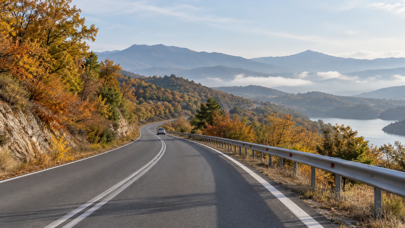 A road winding through the mountains of northern Greece